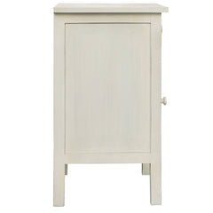 End Table with Drawer and Door Storage, Fir Wood in White Wash