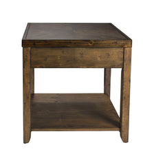 End Table with Drawer and Shelf, Brown Solid and Manufactured Wood