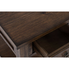 End Table with Drawer and Shelf, Dark Brown Wood