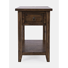 End Table with Drawer and Shelf, Dark Brown Wood