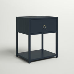 End Table with Drawer and Shelf in Blue Wood