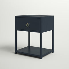 End Table with Drawer and Shelf in Blue Wood