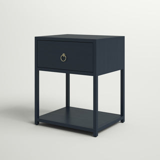 End Table with Drawer and Shelf in Blue Wood