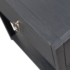 End Table with Drawer and Shelf in Blue Wood