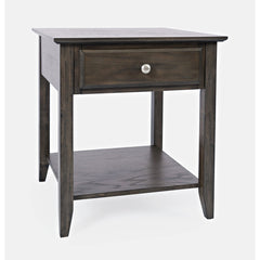 End Table with Drawer and Shelf, Solid and Manufactured Wood