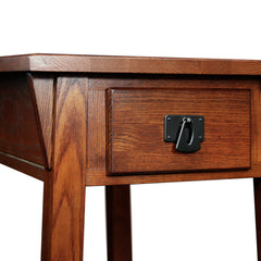 End Table with Drawer and Shelf, Solid Ash Wood, Russet