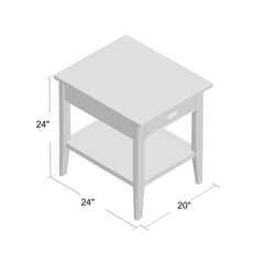 End Table with Drawer and Shelf, Solid Pine Wood in Chocolate Cherry