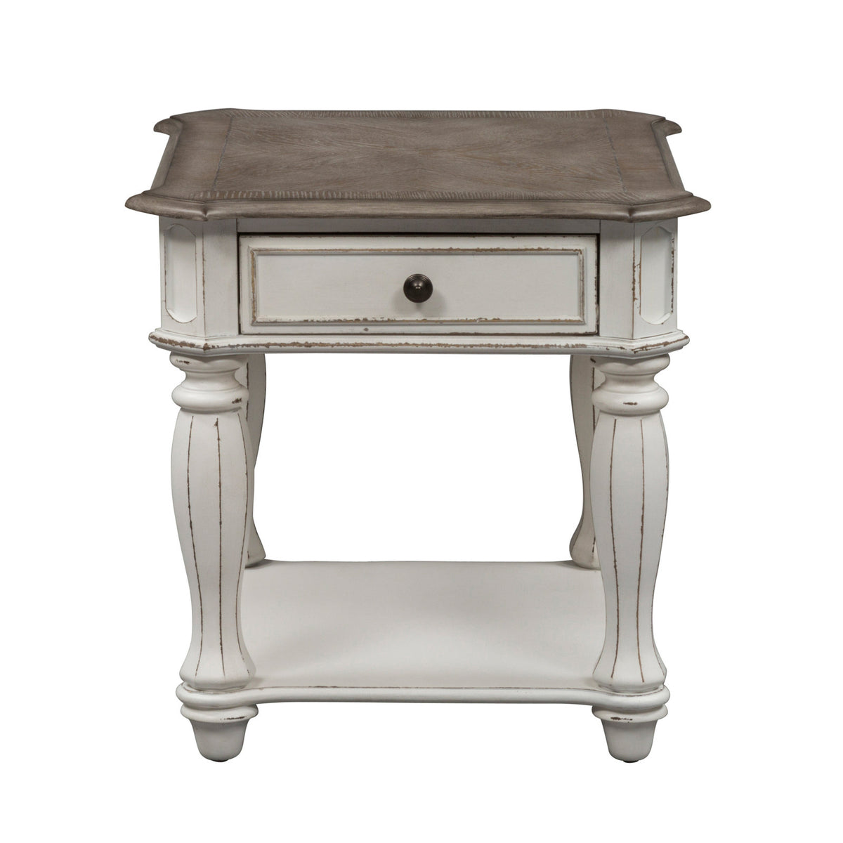 End Table with Drawer and Shelf, Solid Wood Construction