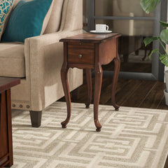 End Table with Drawer and Solid Wood Frame in Cherry