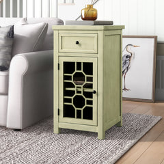 End Table with Drawer and Two Shelves, Solid and Engineered Wood
