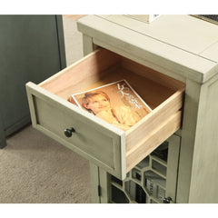 End Table with Drawer and Two Shelves, Solid and Engineered Wood