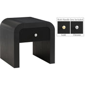 End Table with Drawer, Ash Wood Veneer, Black