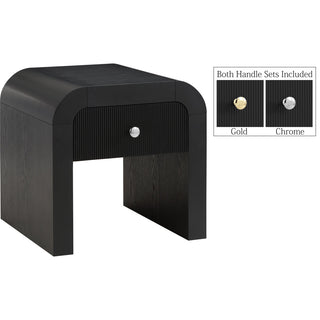 End Table with Drawer, Ash Wood Veneer, Black