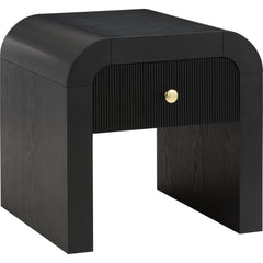 End Table with Drawer, Ash Wood Veneer, Black