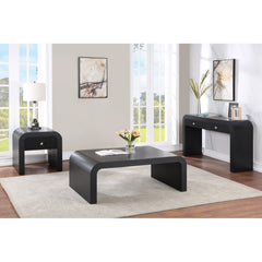 End Table with Drawer, Ash Wood Veneer, Black