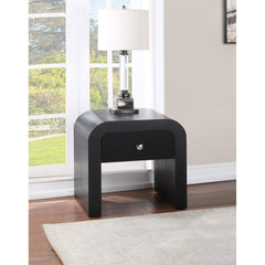 End Table with Drawer, Ash Wood Veneer, Black