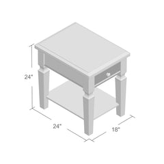 End Table with Drawer in Solid Wood, Rustic Brown Top and Gray Base
