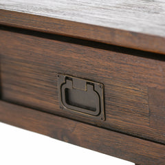 End Table with Drawer, Solid Acacia Wood, Distressed Charcoal Brown