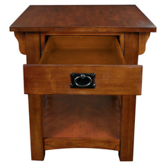 End Table with Drawer, Solid Ash Wood in Medium Oak