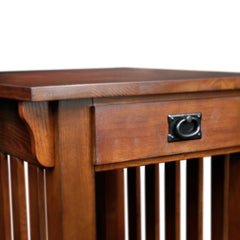 End Table with Drawer, Solid Ash Wood in Medium Oak
