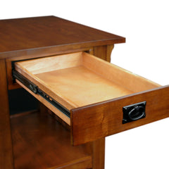 End Table with Drawer, Solid Ash Wood in Medium Oak