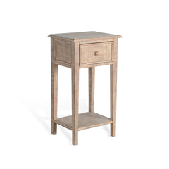 End Table with Drawer, Solid Mahogany, Rustic Distressed Finish