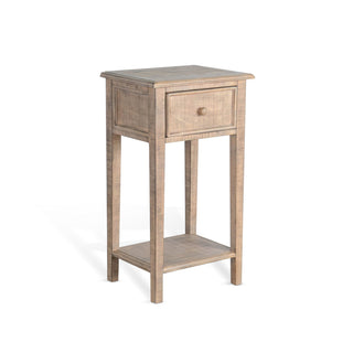 End Table with Drawer, Solid Mahogany, Rustic Distressed Finish