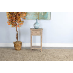 End Table with Drawer, Solid Mahogany, Rustic Distressed Finish