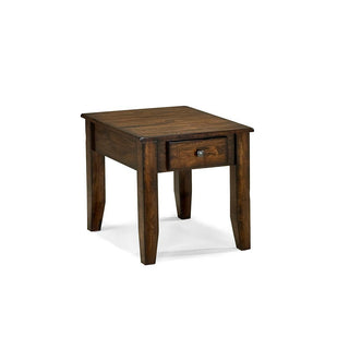 End Table with Drawer, Solid Mango Wood with Raisin Finish