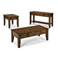 End Table with Drawer, Solid Mango Wood with Raisin Finish