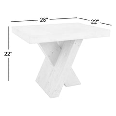 End Table with Faux Concrete Top and Solid Wood Cross Legs