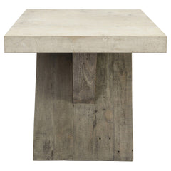 End Table with Faux Concrete Top and Solid Wood Cross Legs