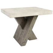 End Table with Faux Concrete Top and Solid Wood Cross Legs