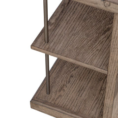 End Table with Four Shelves, Beige Wood Top and Light Brown Base