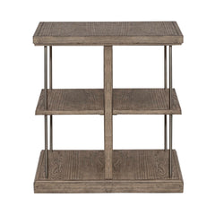 End Table with Four Shelves, Beige Wood Top and Light Brown Base