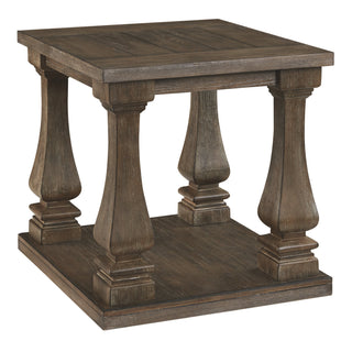 End Table with Lower Shelf in Weathered Gray Solid and Engineered Wood