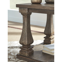 End Table with Lower Shelf in Weathered Gray Solid and Engineered Wood