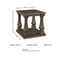 End Table with Lower Shelf in Weathered Gray Solid and Engineered Wood