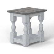 End Table with Lower Shelf, Weathered Gray Top and Antique Ivory Base
