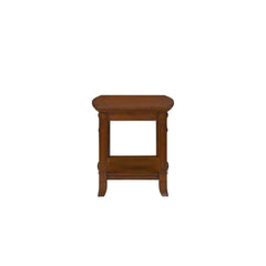 End Table with Lower Shelf, Wood in Warm Cherry Finish