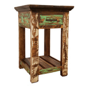 End Table with One Drawer, Solid Wood in Brown
