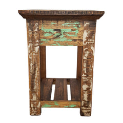 End Table with One Drawer, Solid Wood in Brown