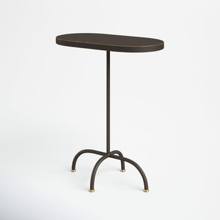 End Table with Pedestal Base, Black and Gold Wood and Metal