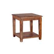 End Table with Shelf in Brown Solid Sheesham Wood