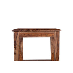 End Table with Shelf in Brown Solid Sheesham Wood