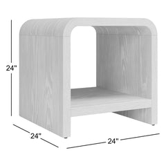 End Table with Shelf Storage, 24 in Square, Solid and Manufactured Wood