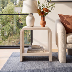 End Table with Shelf Storage, 24 in Square, Solid and Manufactured Wood
