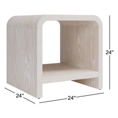 End Table with Shelf Storage, 24 in Square, Solid and Manufactured Wood