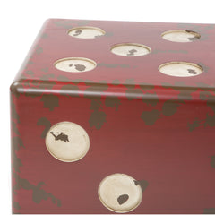 End Table with Solid Wood Top and Base in Antique Ivory and Burnt Red