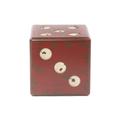 End Table with Solid Wood Top and Base in Antique Ivory and Burnt Red